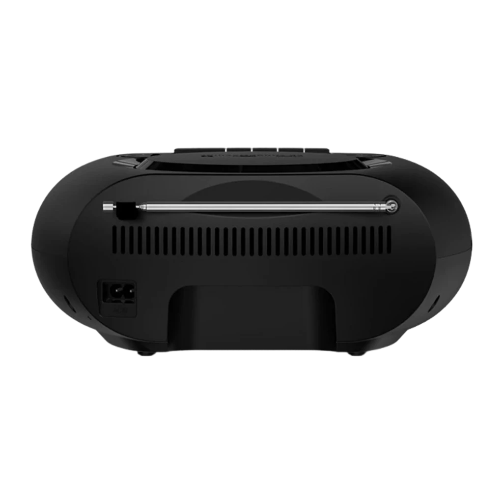 Philips Reproductor CD portátil TAZ2500 negro, vista frontal en ángulo: altavoces laterales, lector CD superior y pantalla - Ítem2