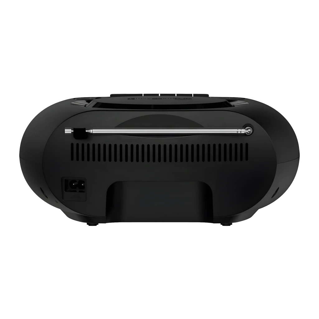 Philips Reproductor CD portátil TAZ2500 negro, vista frontal en ángulo: altavoces laterales, lector CD superior y pantalla - Ítem4