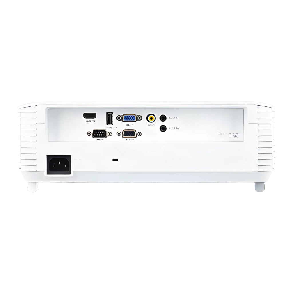 Acer S1286Hn blanco, vista frontal superior: objetivo gran angular, rejillas de ventilación y logo Acer visibles - Ítem2