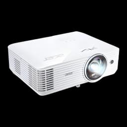 Acer Projecteur S1286Hn blanc, vue latérale: objectif frontal, grilles de ventilation et logo Acer visibles