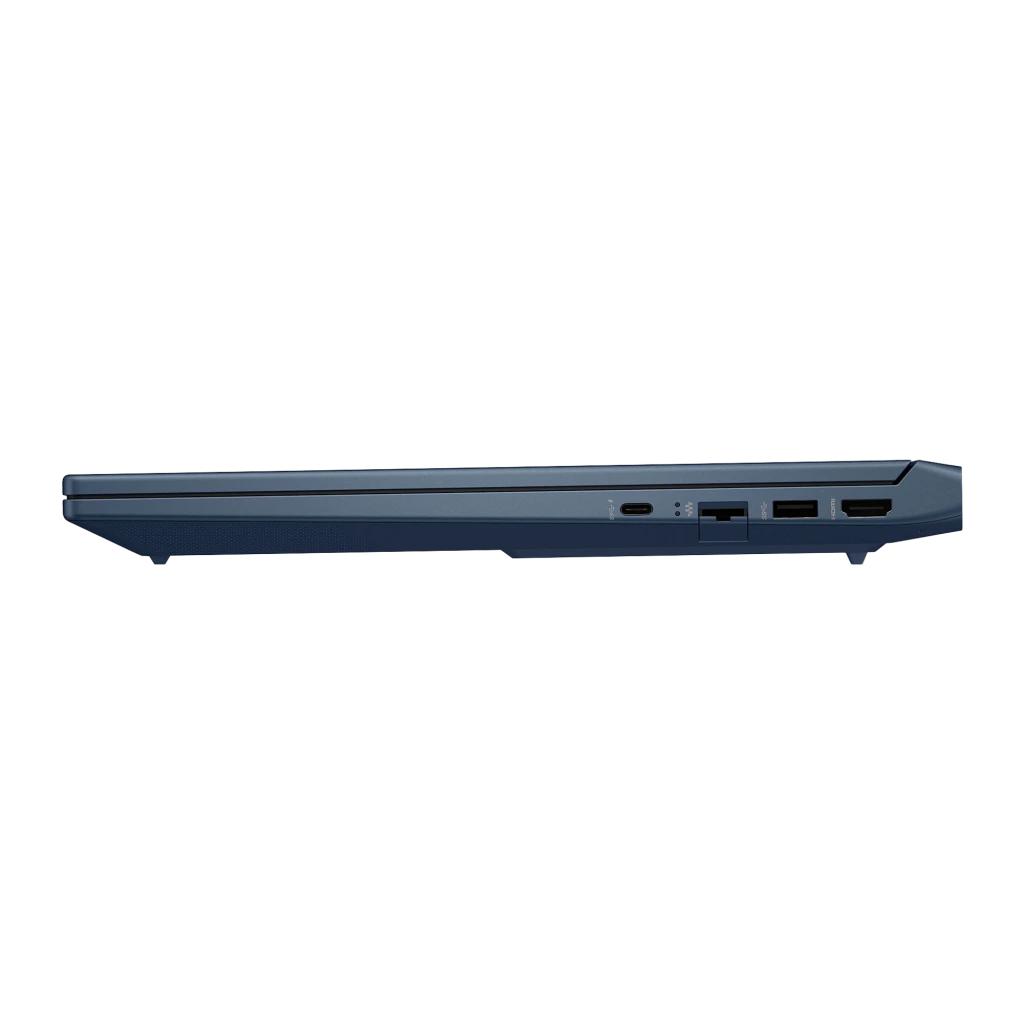 HP Victus Gaming I7 1TB Azul intenso, vista frontal: ecrã com Hi-Fi Rush e Game Pass, teclado e logótipo V central - Item2
