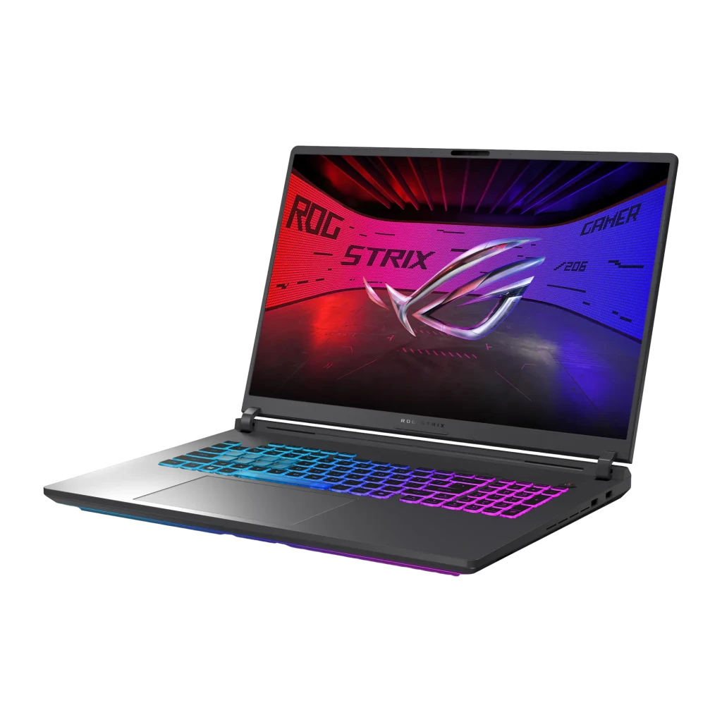 ASUS ROG Strix G815JMR 1TB gris, vista frontal: pantalla ROG Strix encendida con iluminación RGB en teclado y bordes - Ítem2