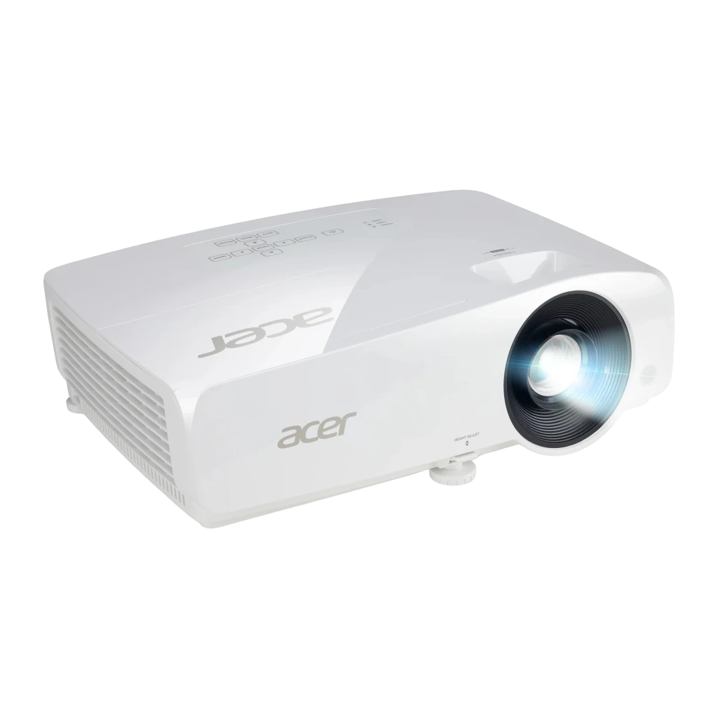 Acer Projecteur H6533BDi Full HD Blanc, vue supérieure avant: objectif éclairé, panneau de boutons et logo Acer visibles - Ítem2
