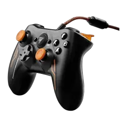 Thrustmaster Gamepad GP XID PRO eSport Edition negro, vista en ángulo frontal-derecho: conector naranja lateral y cable