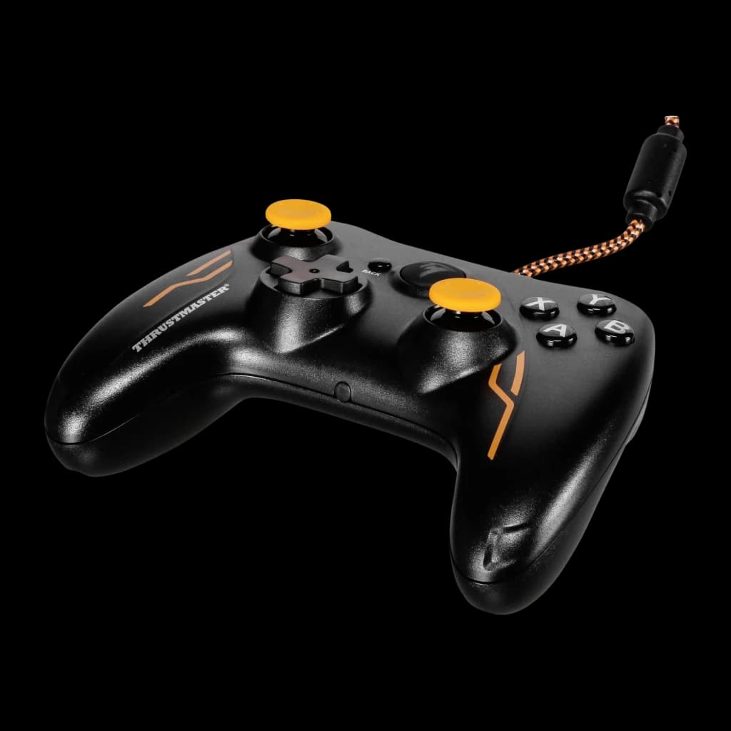 Thrustmaster Gamepad GP XID PRO eSport Edition negro, vista lateral izquierda: parte trasera, gatillos y cable trenzado