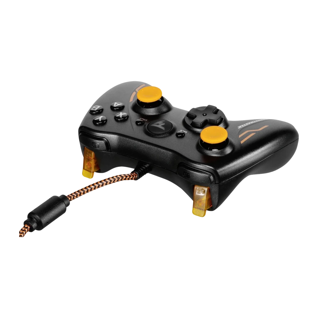Thrustmaster Gamepad GP XID PRO eSport Edition negro, vista frontal: sticks naranjas, cruceta, botones ABXY y cable trenzado - Ítem3