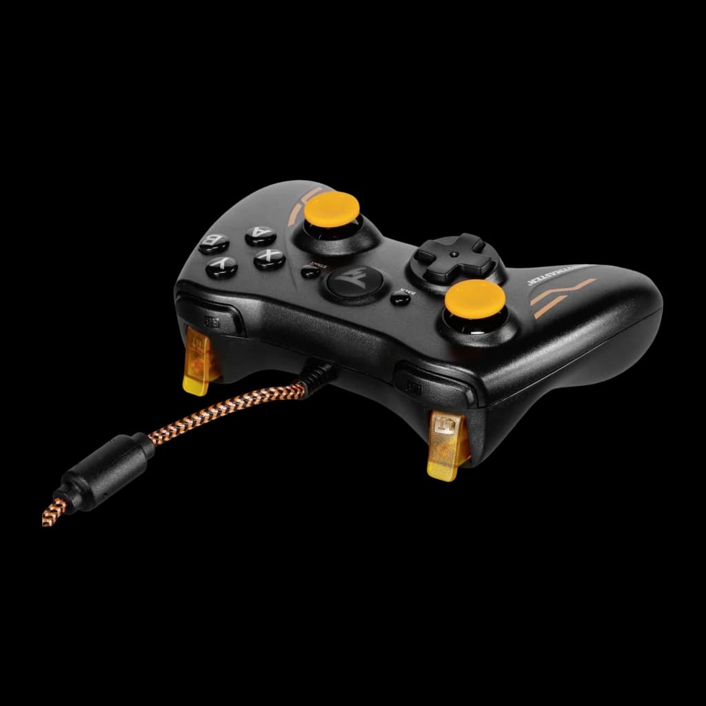 Thrustmaster Gamepad GP XID PRO eSport Edition negro, vista inferior: gatillos naranjas translúcidos, cable trenzado