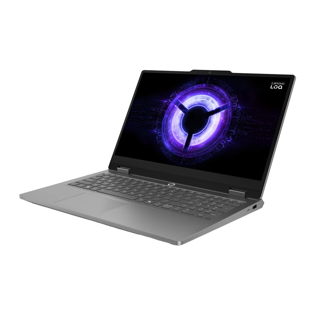 Lenovo LOQ Essential 15IRX11 512GB Gris, vue de face: écran avec logo LOQ en violet, clavier et pavé tactile visibles - Ítem3