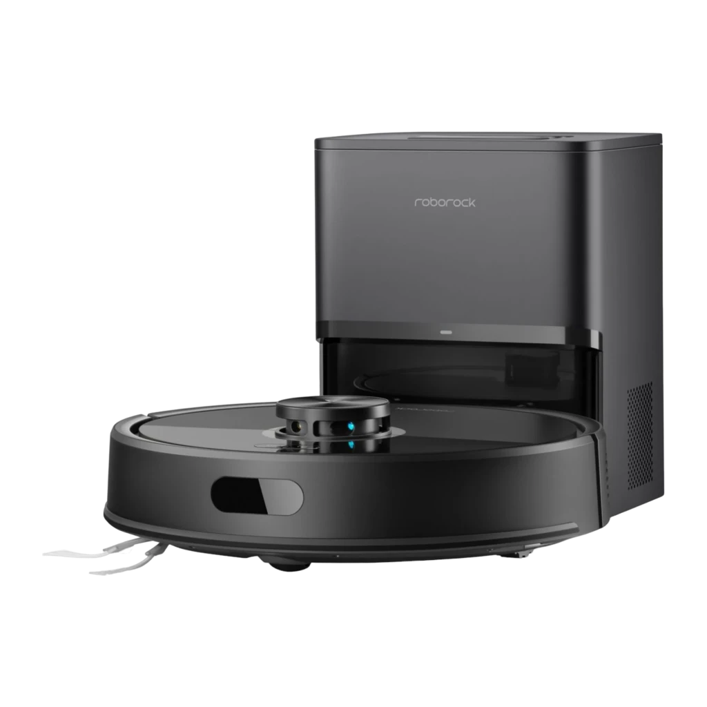 Roborock Robô aspirador Q7 TF+ Preto, vista frontal em ângulo: robô com sensor LiDAR e base de esvaziamento automático - Item2