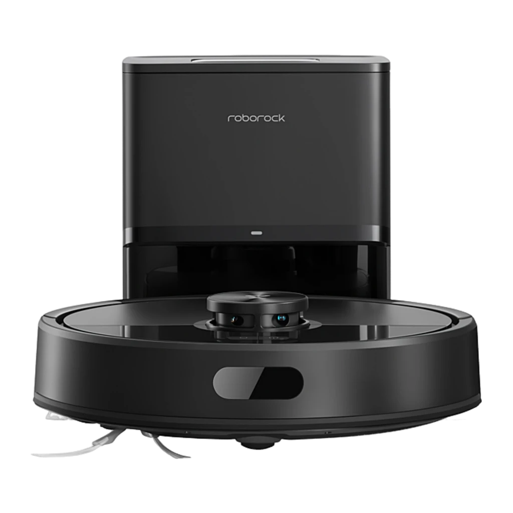 Roborock Robô aspirador Q7 TF+ Preto, vista frontal em ângulo: robô com sensor LiDAR e base de esvaziamento automático - Item6