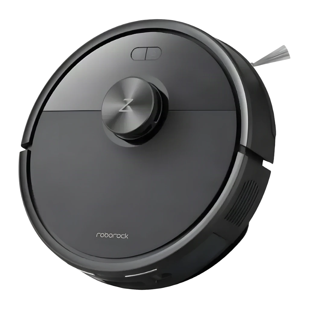 Roborock Robô aspirador Q7 TF+ Preto, vista frontal em ângulo: robô com sensor LiDAR e base de esvaziamento automático - Item7