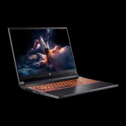 Acer Nitro V 16 AI ANV16-42 1TB noir, angle latéral gauche: ports gauches et clavier orange visibles