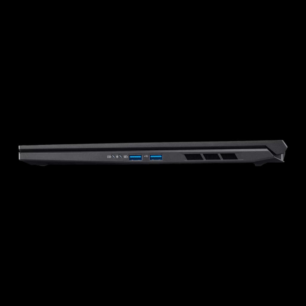 Acer Nitro V 16 AI 1TB Noir, vue latérale droite: ports USB-A bleus, grille de ventilation et profil fin