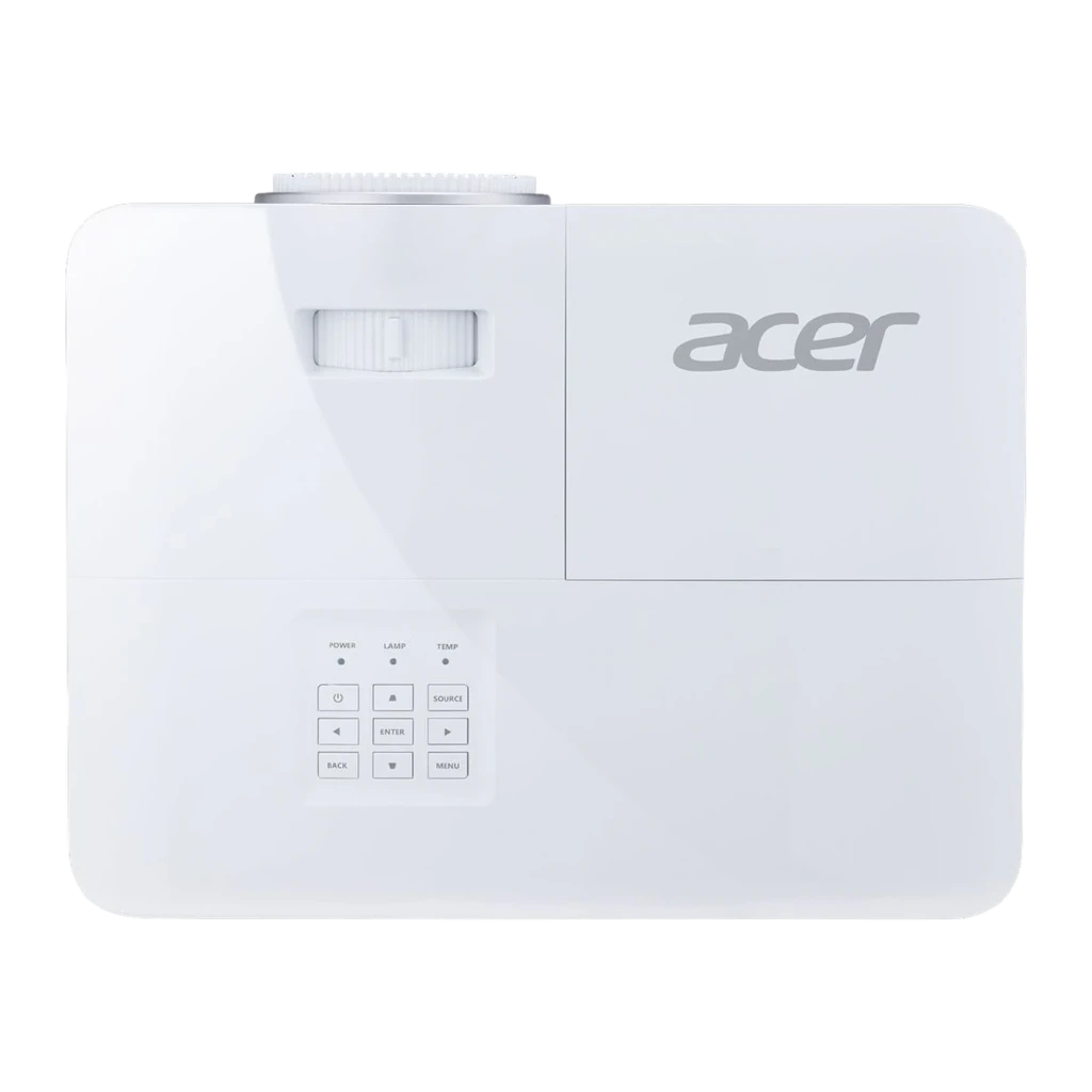 Acer Projecteur H6531BDi 1080p 3500lm Blanc, vue en perspective: objectif allumé, grilles latérales et logo Acer visibles - Ítem2