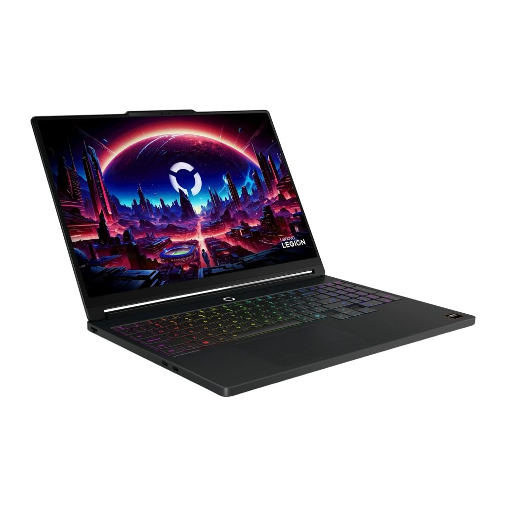 Lenovo Legion 5 15AHP11 1TB preto, vista frontal: ecrã com fundo gaming, teclado RGB iluminado e logótipo Legion - Item1