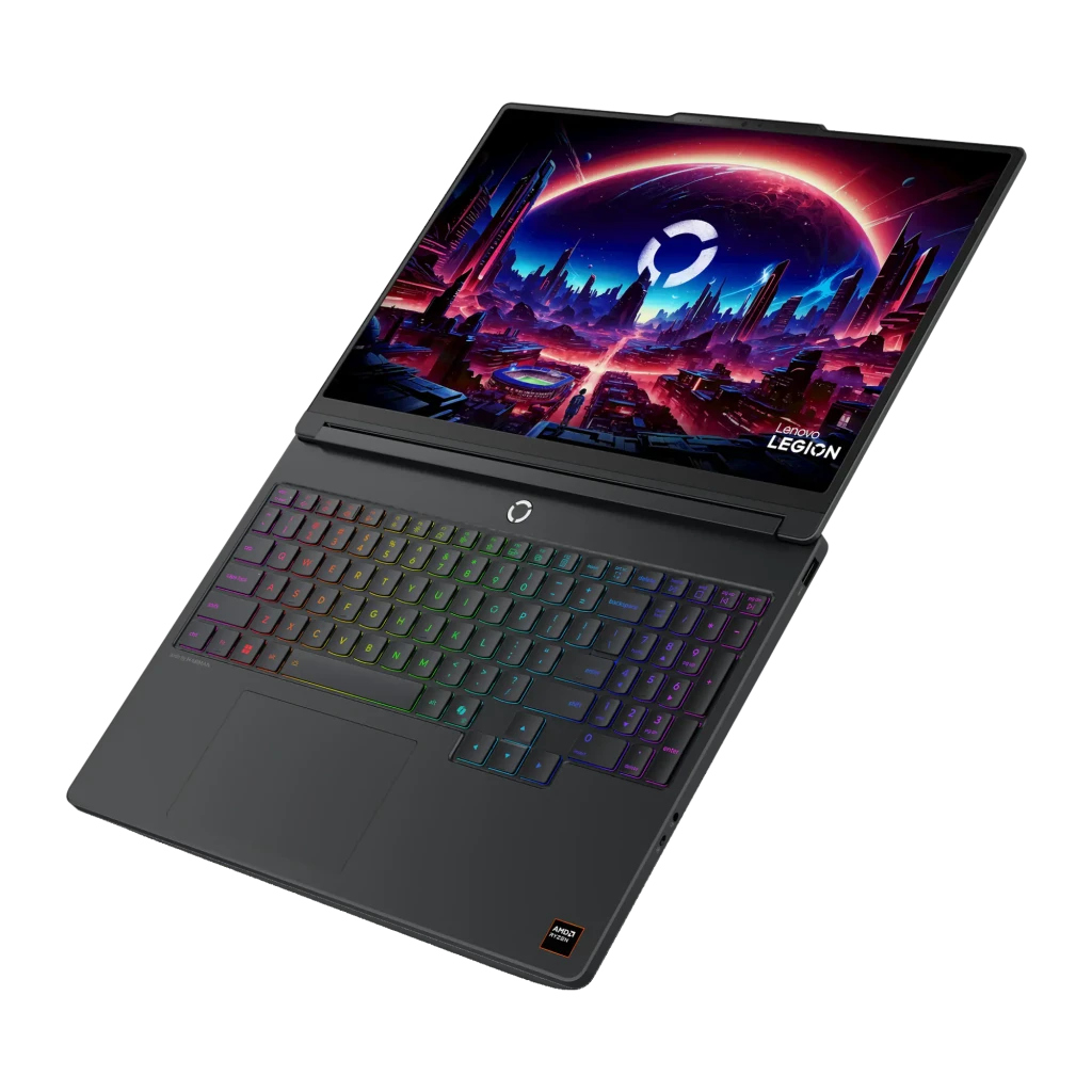 Lenovo Legion 5 15AHP11 1TB preto, vista frontal: ecrã com fundo gaming, teclado RGB iluminado e logótipo Legion - Item7