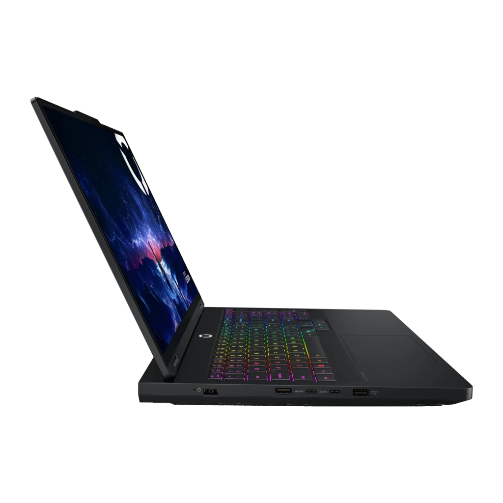 Lenovo Legion Pro 5 16IAX10 1000GB Negro, vista frontal: pantalla con fondo gaming y teclado RGB multicolor iluminado - Ítem5