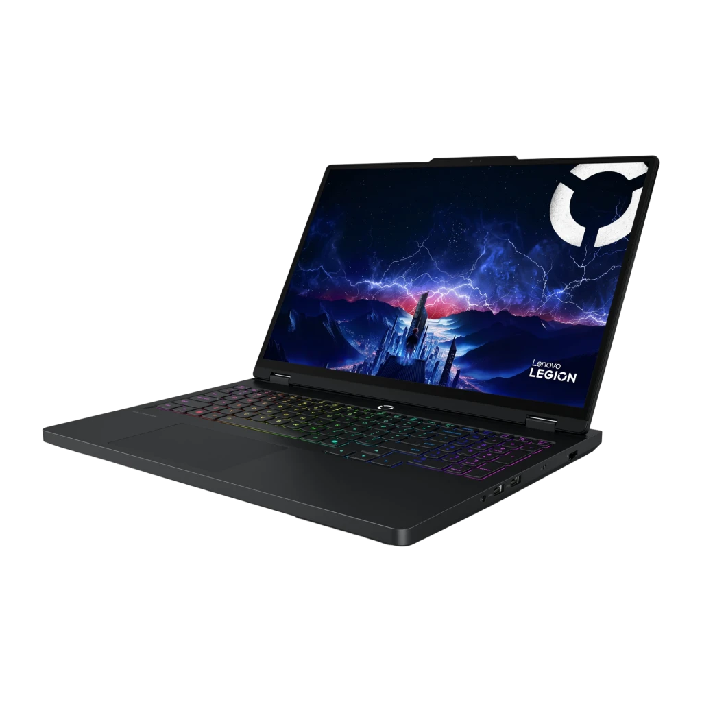 Lenovo Legion Pro 5 16IAX10 1000GB Negro, vista frontal: pantalla con fondo gaming y teclado RGB multicolor iluminado - Ítem1