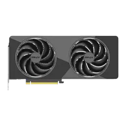 PNY GeForce RTX 5070 Slim OC 12GB GDDR7 gris, vue de face: shroud gris avec deux ventilateurs PNY et connecteur PCIe doré