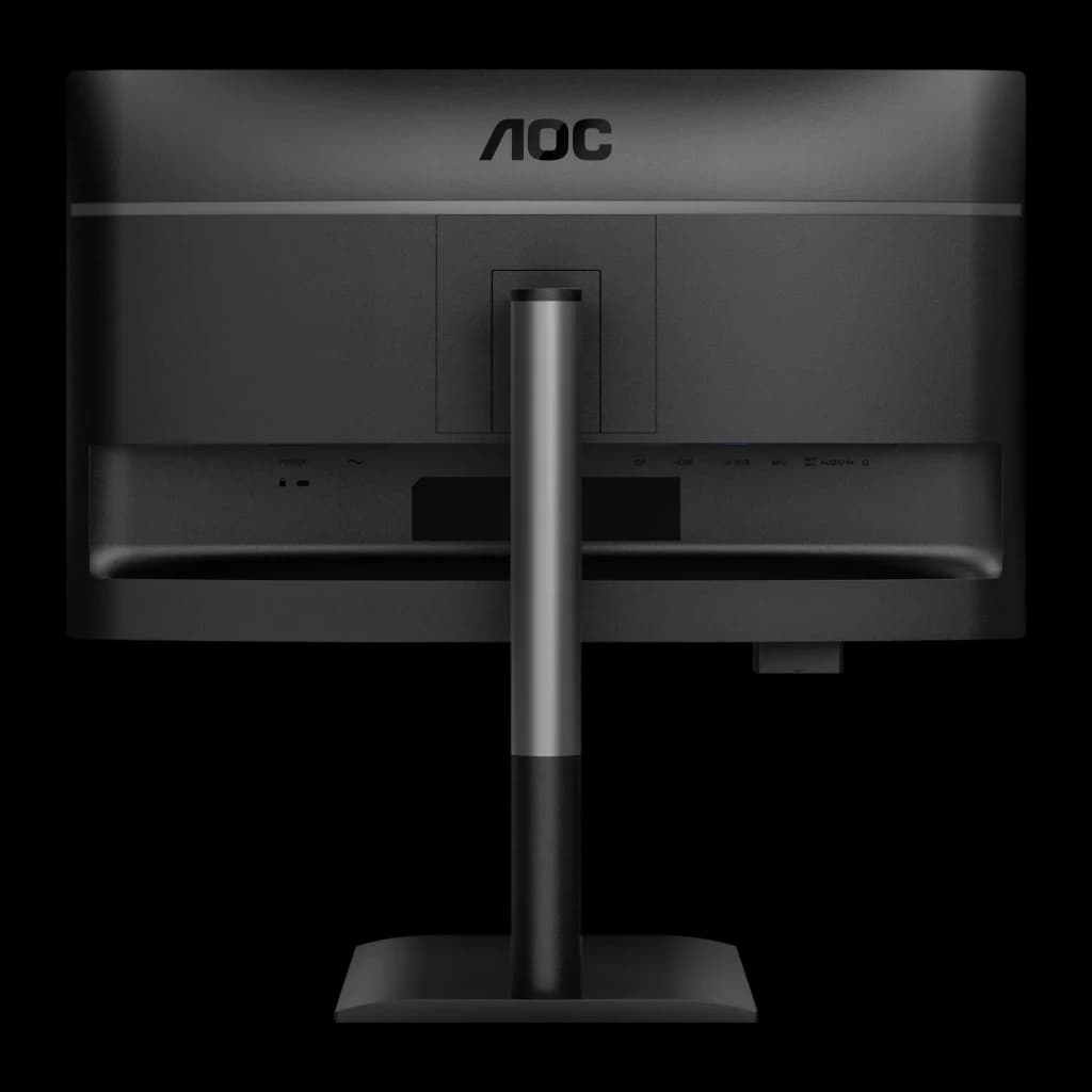 AOC Monitor E4 24e4cv 23.8" Full HD noir, vue arrière: panneau arrière avec ports HDMI, DP et audio en rangée horizontale