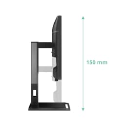 AOC Monitor E4 24e4cv 23.8" Full HD noir, vue latérale: pied réglable en hauteur 150 mm indiqué par une flèche