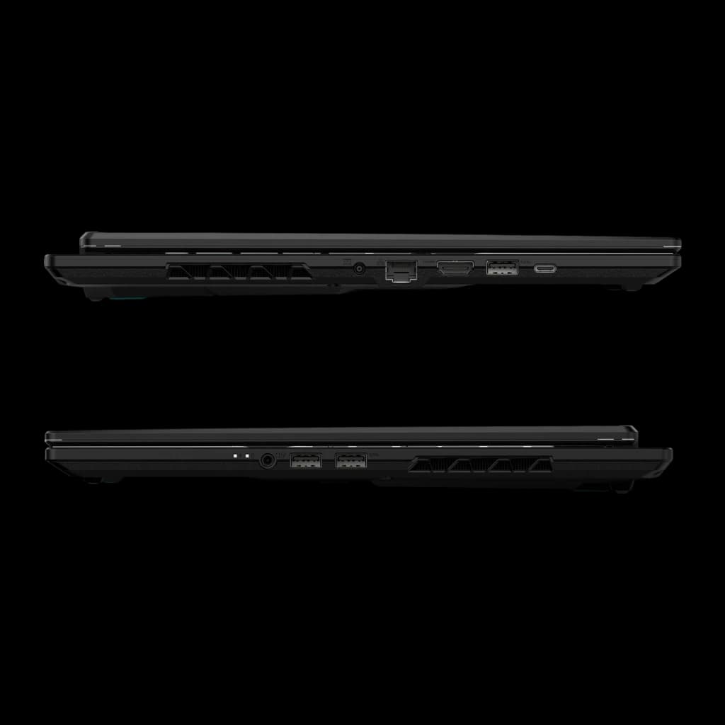 GIGABYTE A16 CWH 1TB noir, côtés: ports LAN HDMI USB-A USB-C droite et jack USB-A gauche avec grilles de ventilation