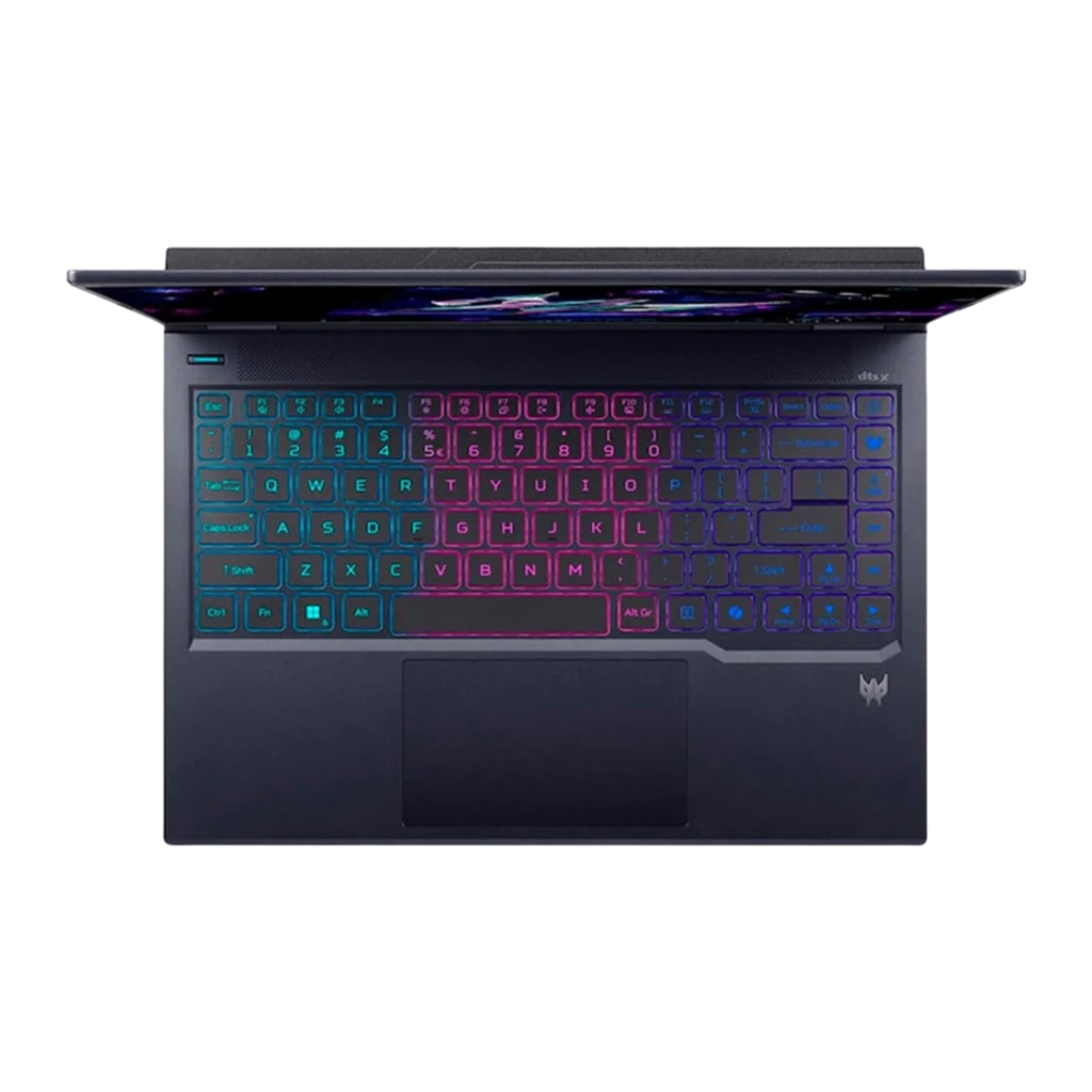 Acer Predator PHN16-73 1000GB preto, vista frontal aberta: ecrã com logo Predator, teclado RGB e badge GeForce RTX - Item4