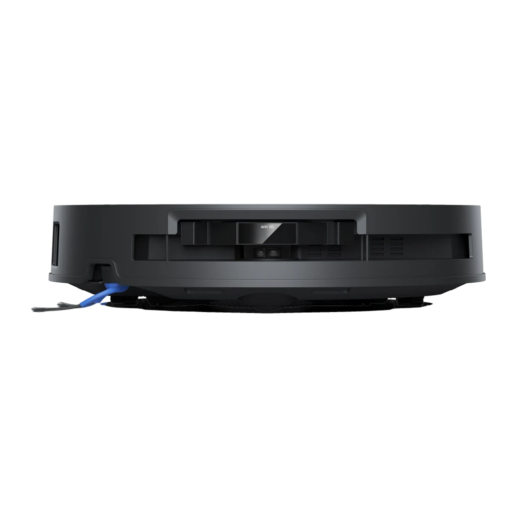 Ecovacs DEEBOT T50 OMNI Gen3 preto, vista frontal: robô aspirador na base com dois depósitos superiores e logo Ecovacs - Item9