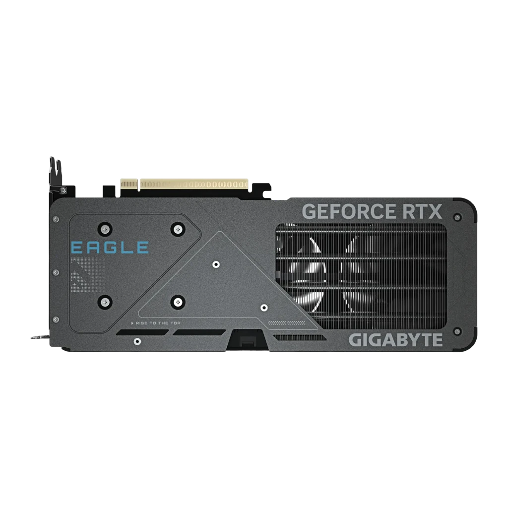 Gigabyte GeForce RTX 5060 Ti Eagle MAX OC 16GB negro, producto y caja: tarjeta con triple ventilador y bracket junto a su - Ítem3