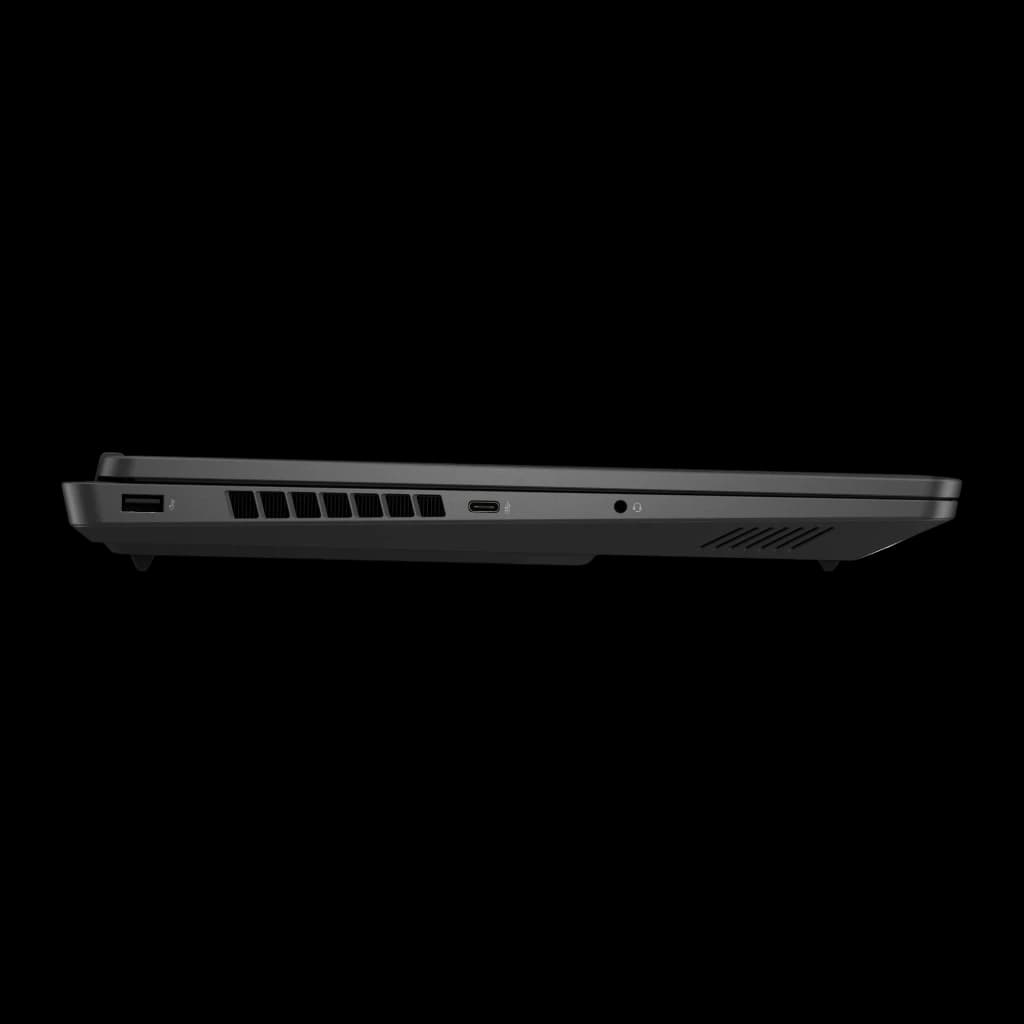 HP OMEN 16 1TB noir, vue latérale gauche: port USB-A, grille de ventilation, USB-C et jack audio
