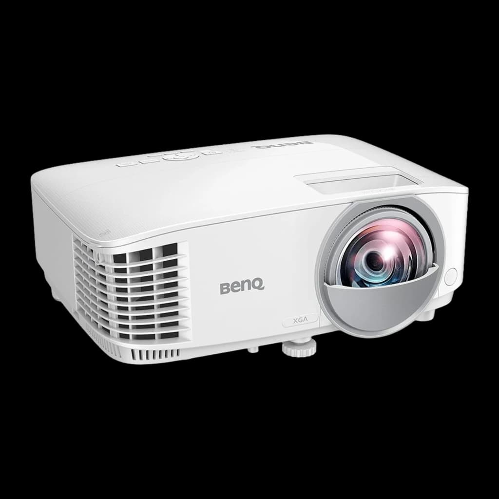 BenQ MX808STH XGA 3600lm branco, vista frontal direita: lente curta distância centralizada, painel de botões superior visível