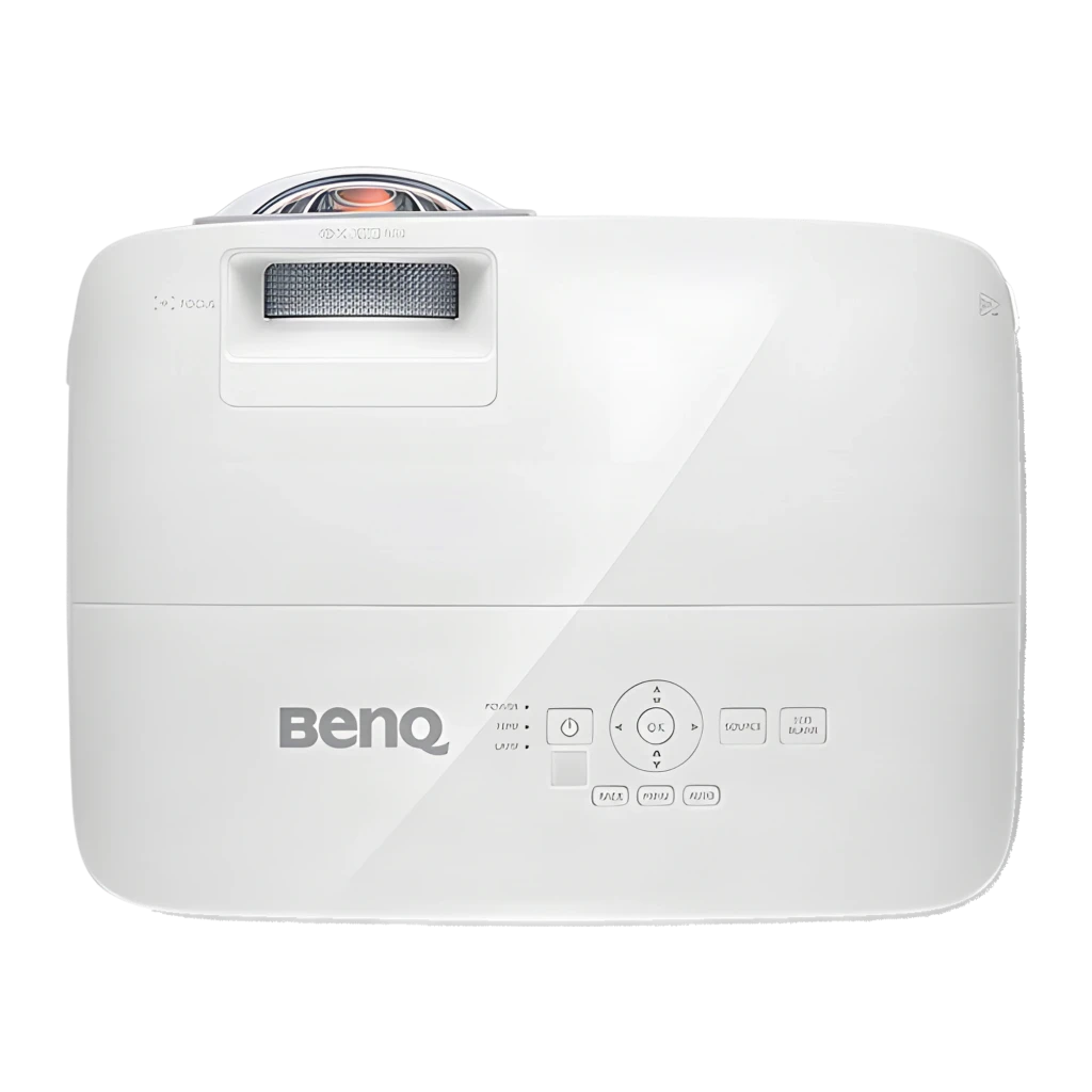 BenQ MX808STH XGA 3600lm blanc, vue avant gauche: objectif courte focale, grilles de ventilation et logo BenQ - Ítem4