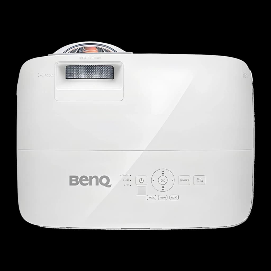 BenQ Projetor MX808STH XGA 3600lm Branco, vista superior: painel de controlo, lente e grelha de ventilação
