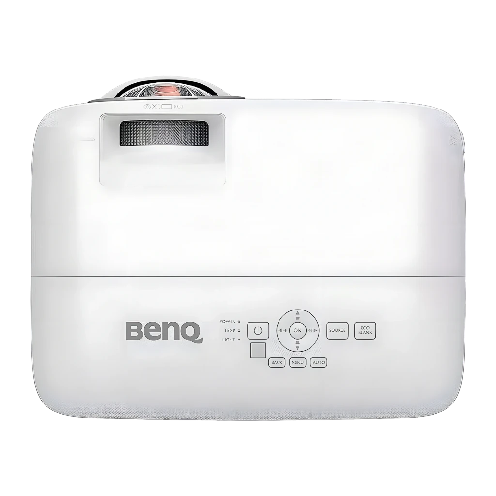 BenQ MX808STH XGA 3600lm blanc, vue avant gauche: objectif courte focale, grilles de ventilation et logo BenQ - Ítem6