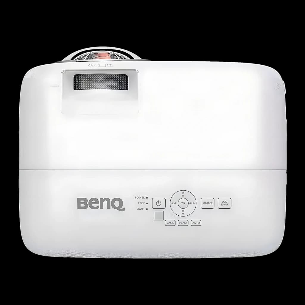 BenQ Projetor MX808STH XGA 3600lm Branco, vista superior: painel de controlo com botões e lente curta distância