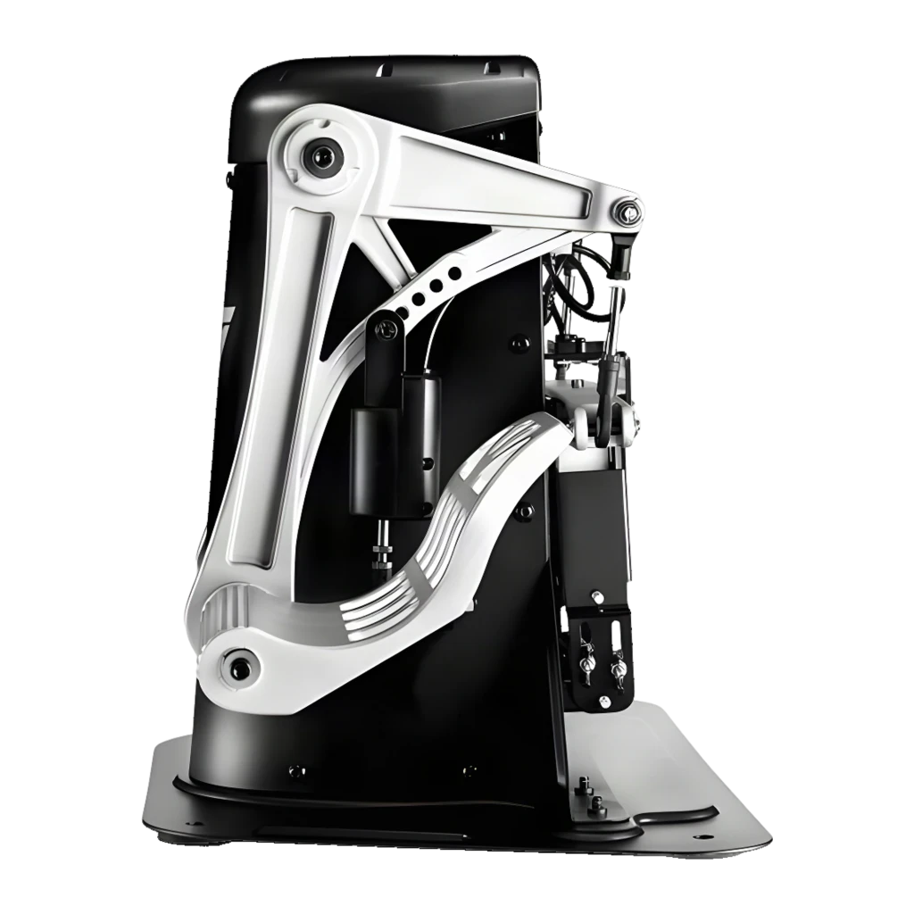 Thrustmaster TPR Pendular Rudder preto prata, vista frontal: pedais de alumínio prateado, corpo central preto com logo T - Item1