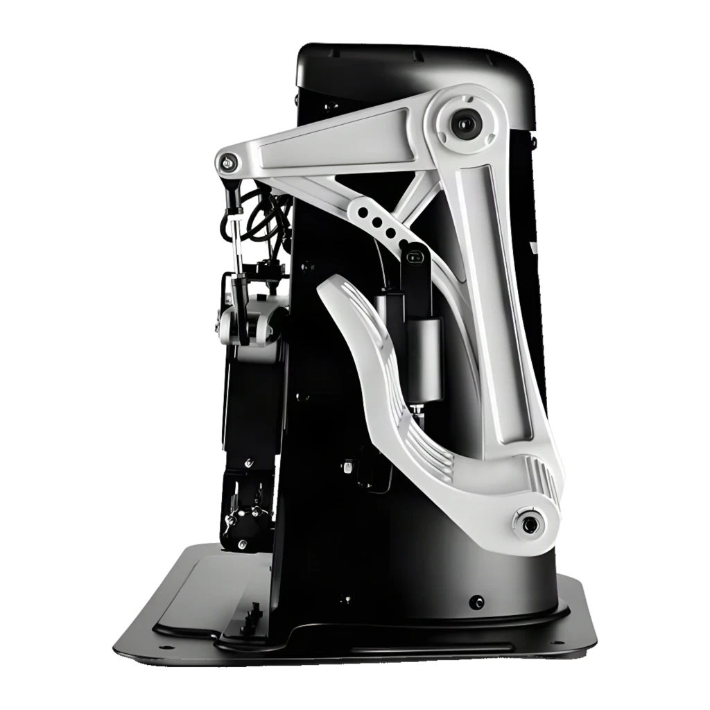 Thrustmaster TPR Pendular Rudder preto prata, vista frontal: pedais de alumínio prateado, corpo central preto com logo T - Item2