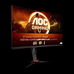 AOC Monitor C27G2Z3/BK 27 pouces Full HD noir, vue latérale: écran incurvé avec logo AOC Gaming et pied avec détail rouge