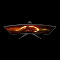 AOC Monitor C27G2Z3/BK 27 pouces Full HD noir, vue de face: écran incurvé avec scène gaming épique en tons rouges et orange