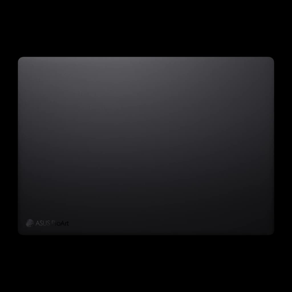 ASUS ProArt P16 H7606WP 2000GB negro, vista trasera plana: tapa cerrada con acabado mate y logo ASUS ProArt en esquina