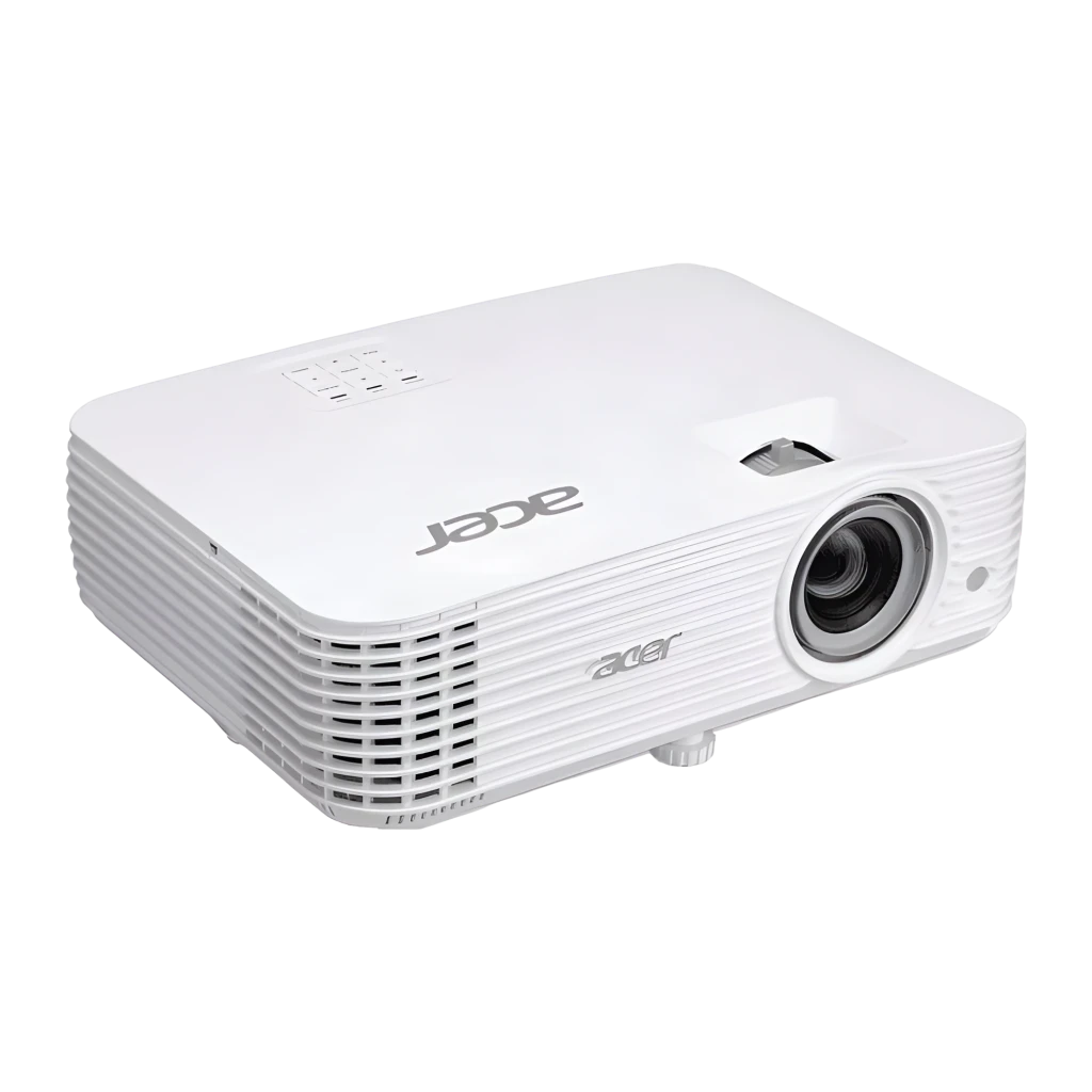 Acer Projecteur H6830BD 4000lm blanc, vue avant en angle: objectif, grilles de ventilation et logo Acer - Ítem5