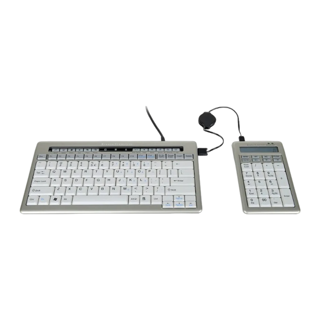 BakkerElkhuizen S-board 840 Numeric gris, vista frontal: teclado numérico con pantalla LCD y cable USB retráctil enrollado - Ítem2