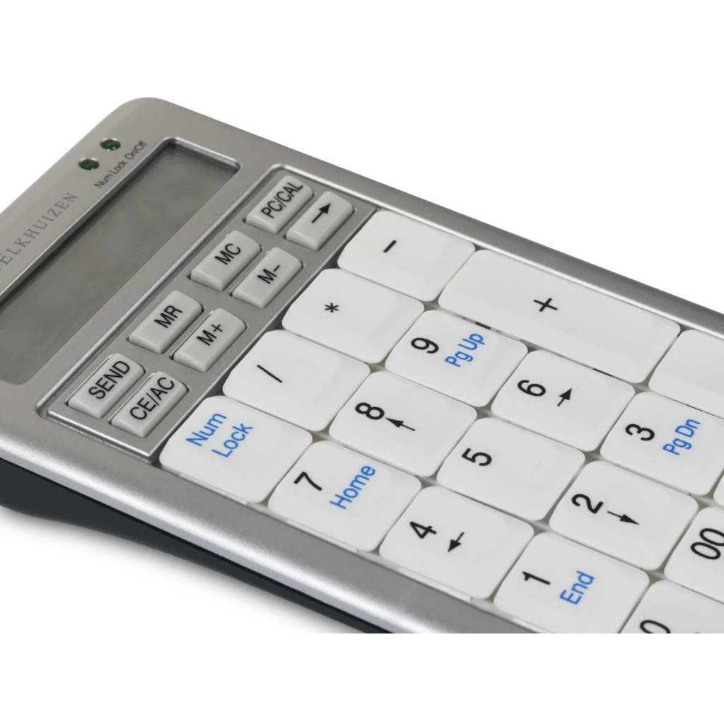 BakkerElkhuizen S-board 840 Numeric gris, vista frontal: teclado numérico con pantalla LCD y cable USB retráctil enrollado - Ítem6