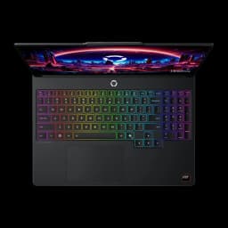 Lenovo Legion 5 15AHP11 512GB negro, vista superior: teclado RGB multicolor con retroiluminación y pantalla gaming encendida
