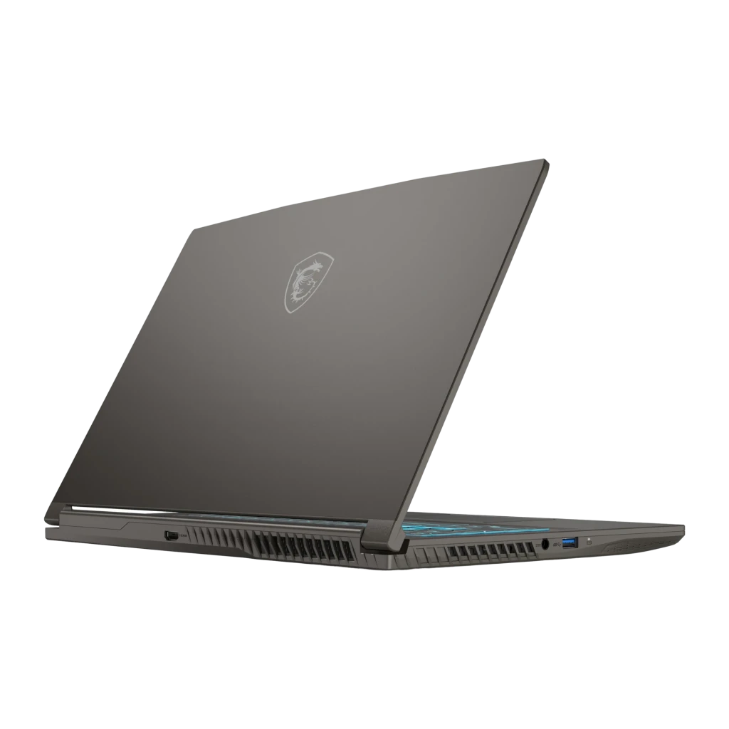 MSI Thin 15 B13UC 512GB Cosmos Gray, vue de face: écran avec logo dragon MSI et clavier rétroéclairé bleu - Ítem2