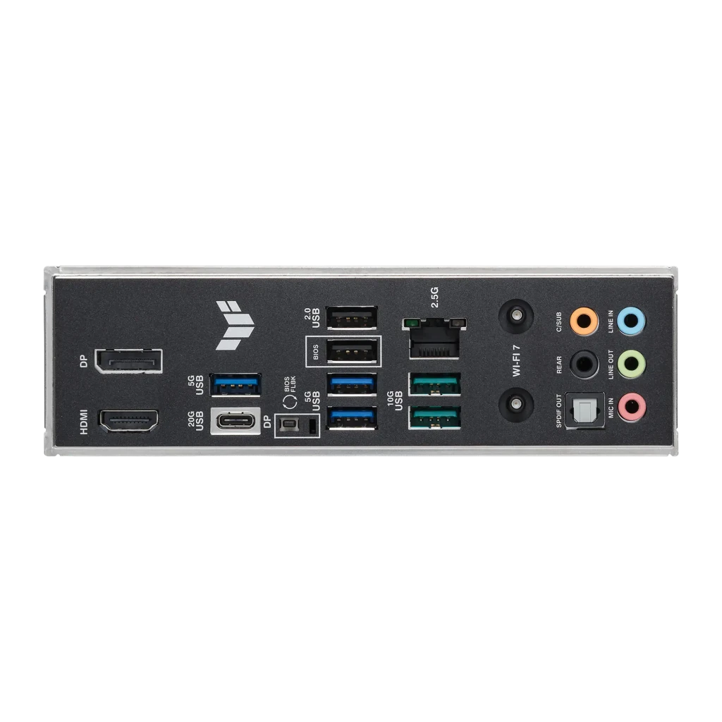 ASUS TUF Gaming B860-Plus WiFi LGA1851 preto, vista conjunto: placa-mãe, antena WiFi e caixa do produto - Item6