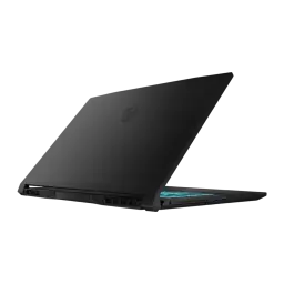 MSI Katana 17 1TB SSD noir, vue arrière en angle: couvercle logo MSI, grilles de ventilation et ports