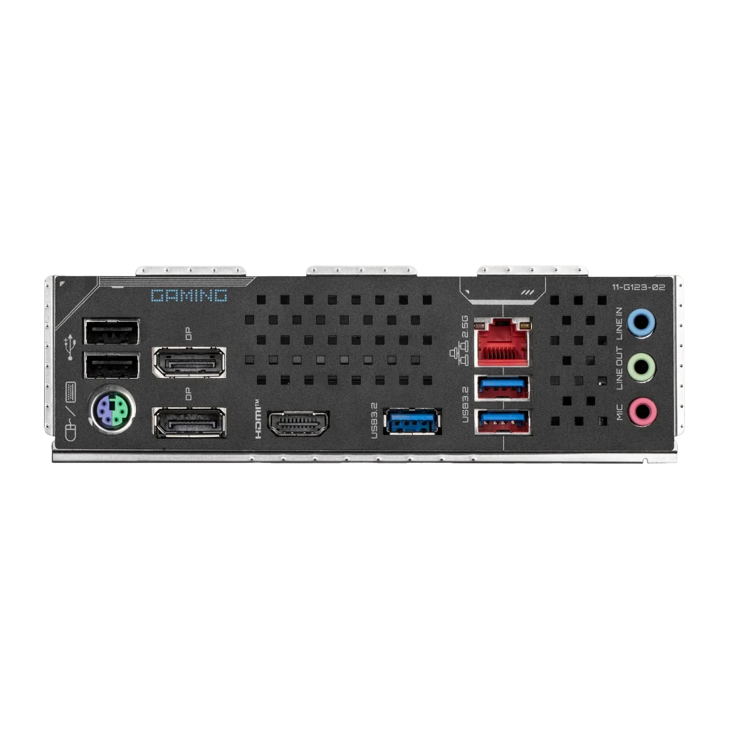 Gigabyte Z890M Gaming X Preto, vista com caixa: placa-mãe preta e prateada ao lado da embalagem laranja e preta - Item6