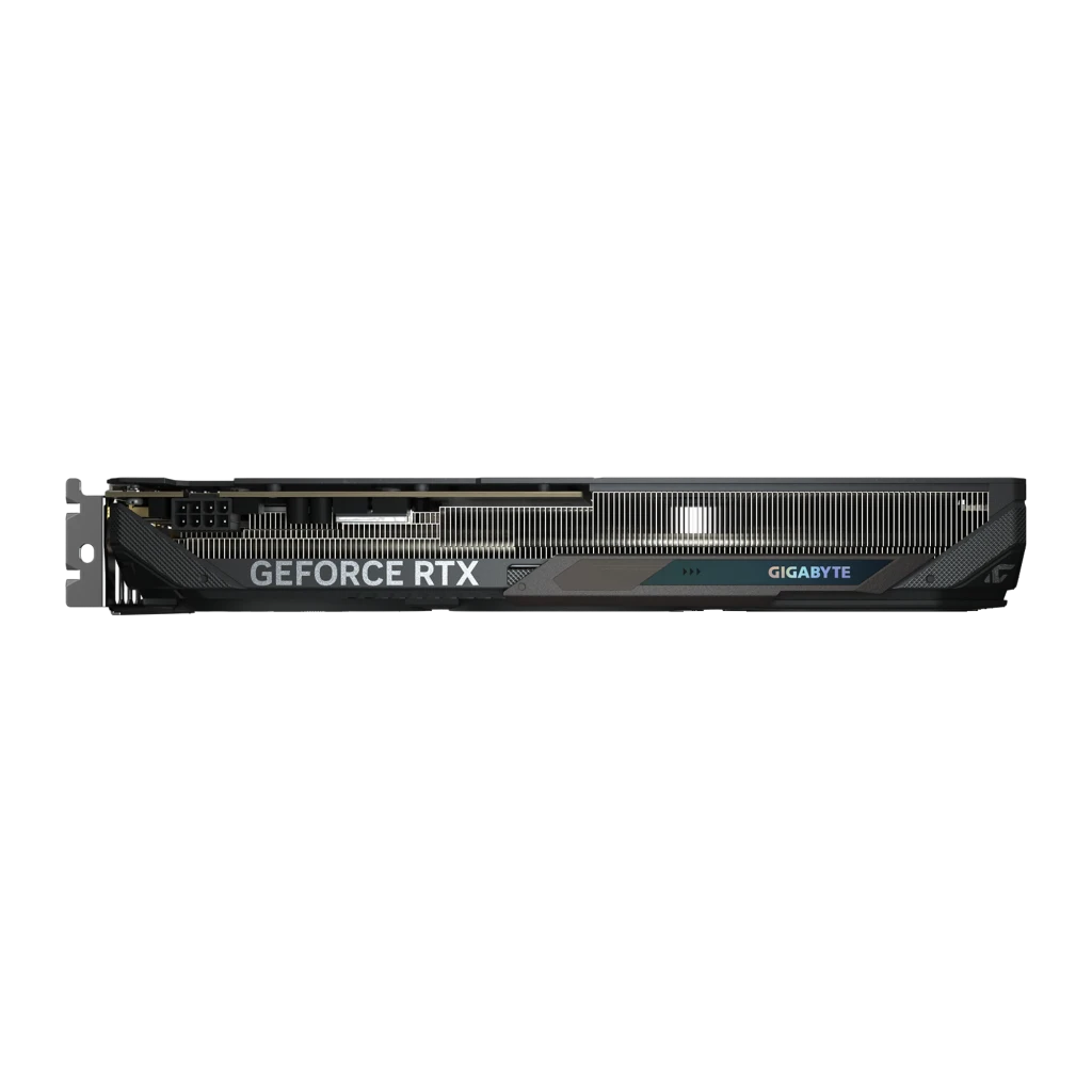 GIGABYTE GeForce RTX 5050 GAMING OC 8GB negro, kit con caja: tarjeta en ángulo frontal junto a caja naranja y verde con logo - Ítem7