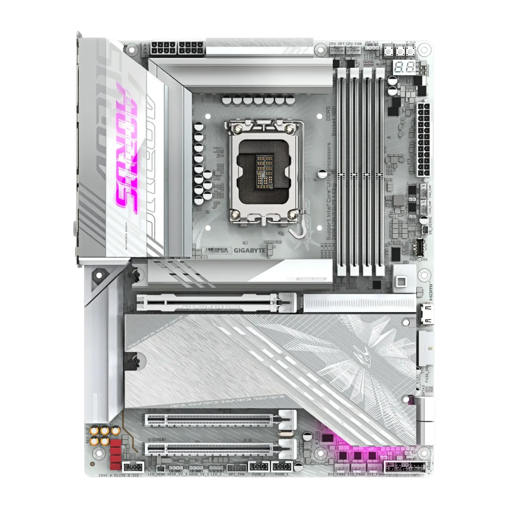 Gigabyte Z890 AORUS Elite X ICE branca, kit completo: placa-mãe, caixa de produto e antena Wi-Fi branca - Item1
